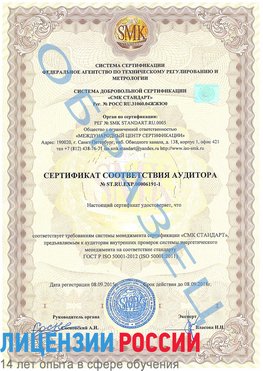 Образец сертификата соответствия аудитора №ST.RU.EXP.00006191-1 Россошь Сертификат ISO 50001