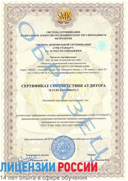 Образец сертификата соответствия аудитора №ST.RU.EXP.00006191-3 Россошь Сертификат ISO 50001