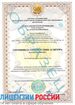 Образец сертификата соответствия аудитора №ST.RU.EXP.00014299-1 Россошь Сертификат ISO 14001